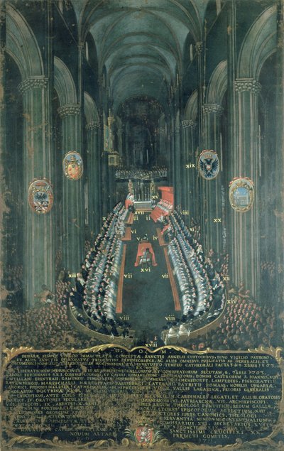 Organ panel depicting The Sitting of the Council of Trent in Trent Cathedral on 3rd and 4th December 1565, 1703 by Niccolo Dorigati